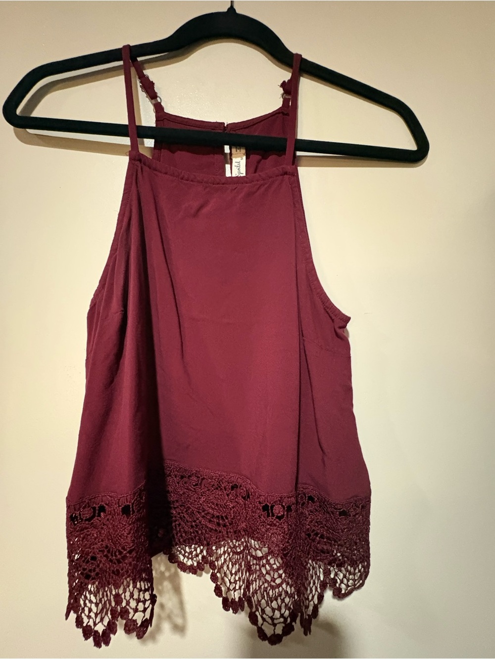 Live to be Spoiled Burgundy Crochet Hem Camisole